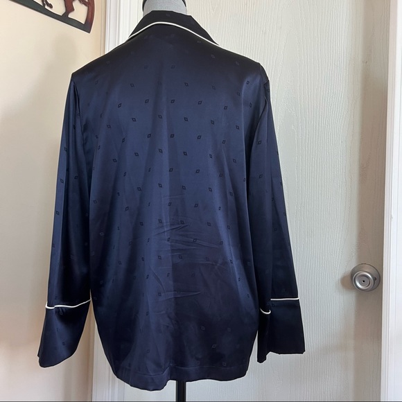 DEREK LAM 10 CROSBY Pajama Blouse Button Down Midnight 12 - Picture 3 of 14